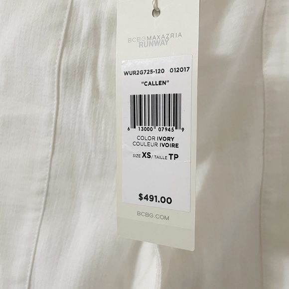 BCBGMAXAZRIA RUNWAY “Callen” White Straight Leg Cargo Style Dress Pants - Picture 5 of 6